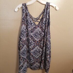 Maurices Plus Size Tank, 3X, Navy Blue, Floral